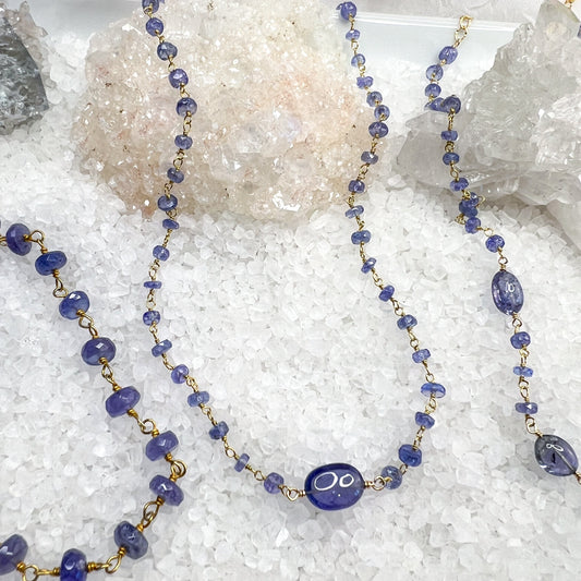 Tanzanite East-West gemstone rosary necklace