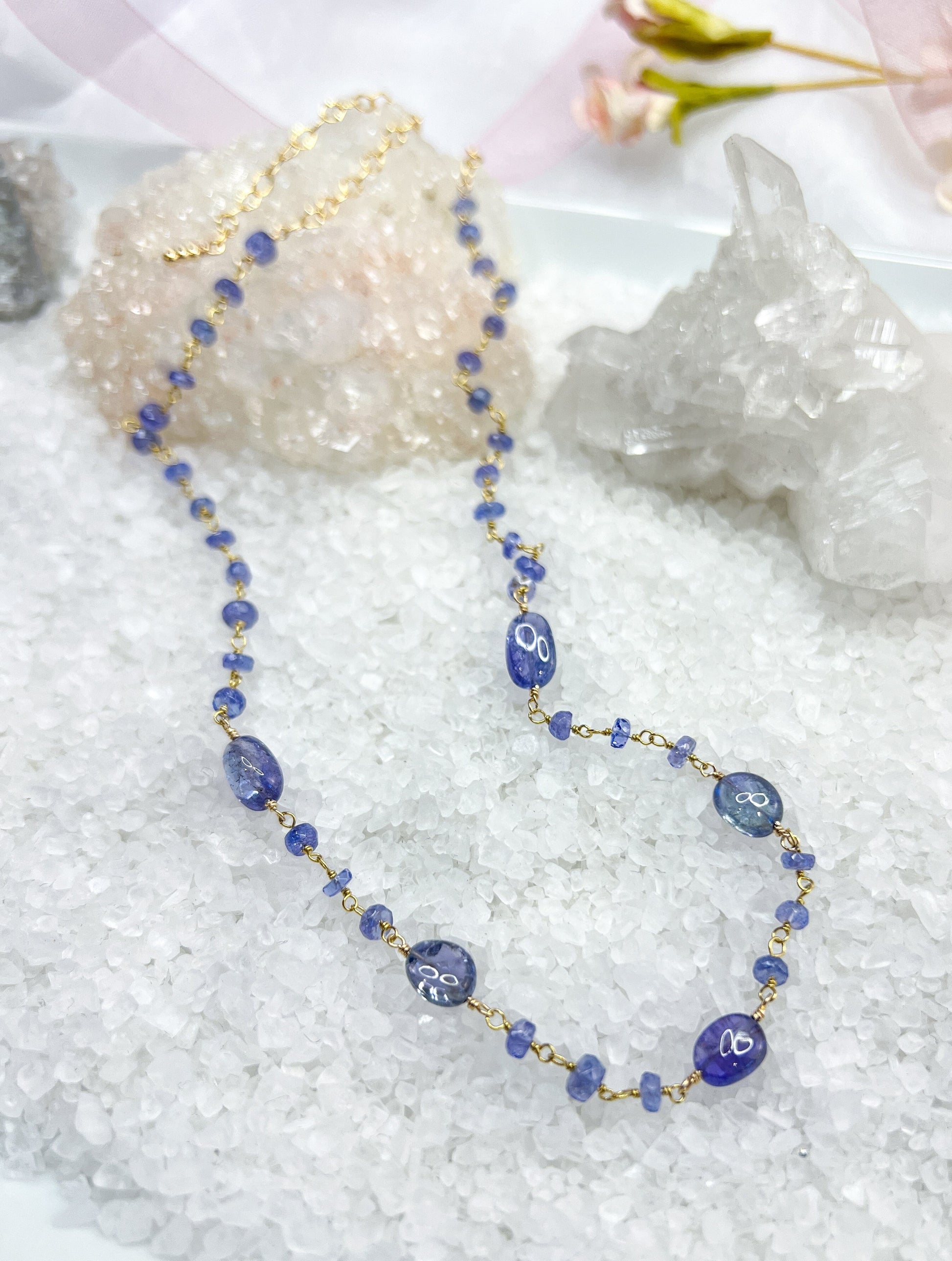 Tanzanite smooth gemstone rosary necklace