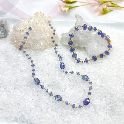 Tanzanite smooth gemstone rosary necklace