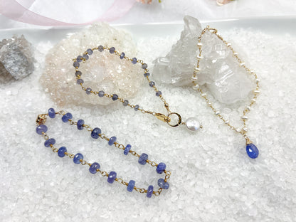 Tanzanite & Pearl rosary bracelet