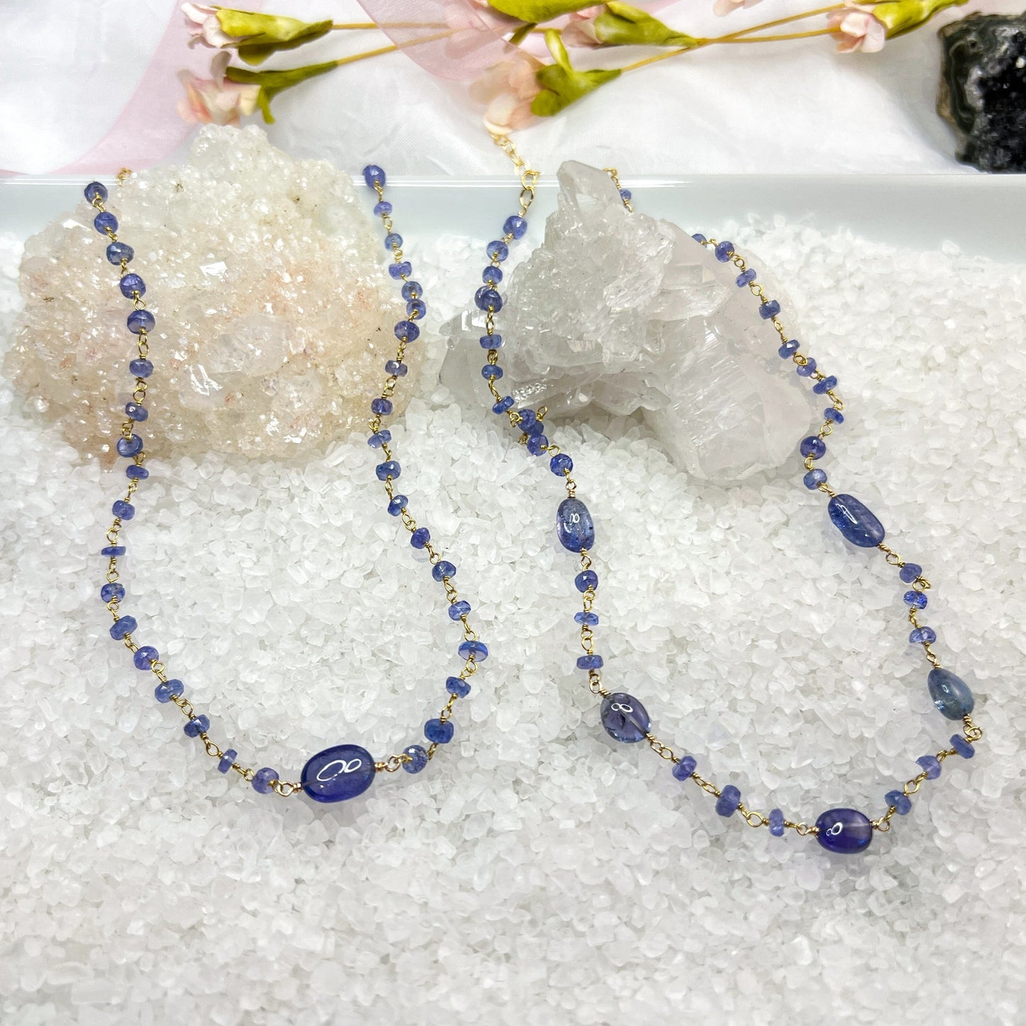 Tanzanite East-West gemstone rosary necklace