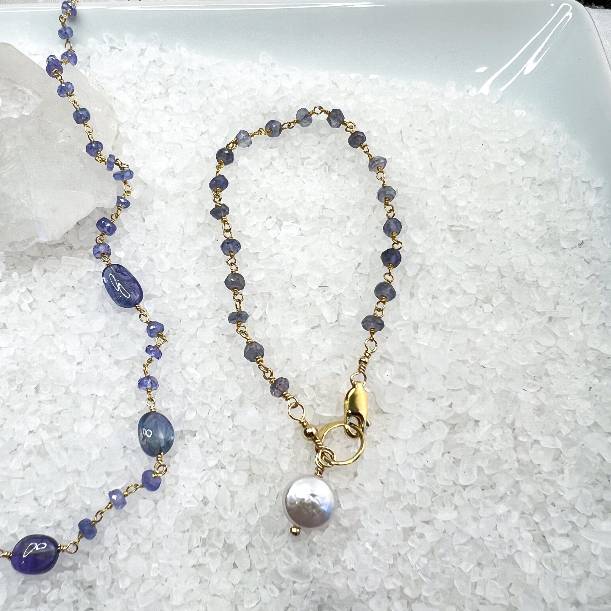 Tanzanite & Pearl rosary bracelet