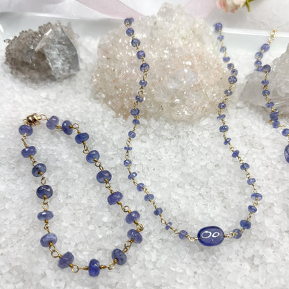 Tanzanite East-West gemstone rosary necklace