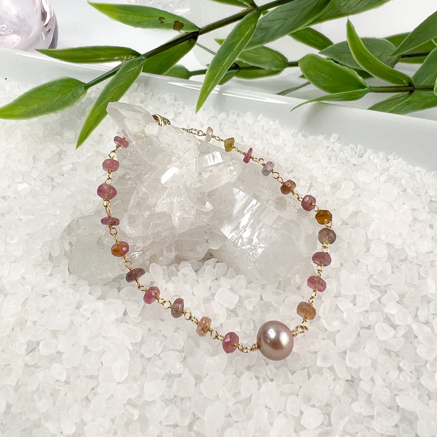 Edison Pearl & Pink Tourmaline Bracelet