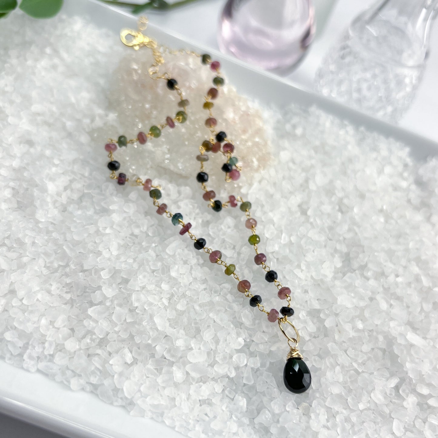 Watermelon Tourmaline Necklace & Earrings