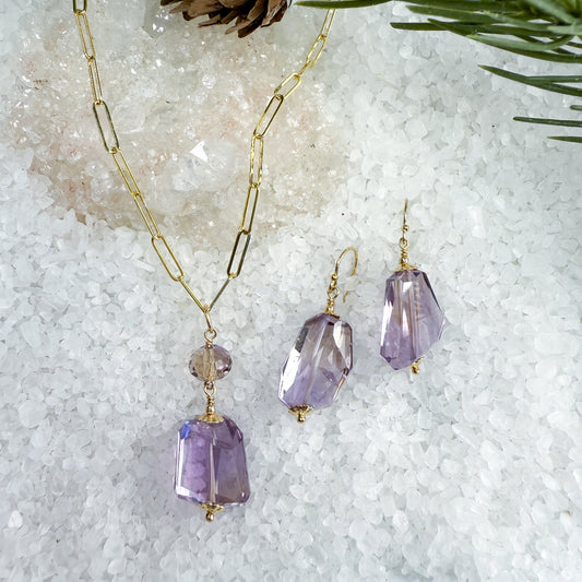 Ametrine Nugget Necklace & Earring Set