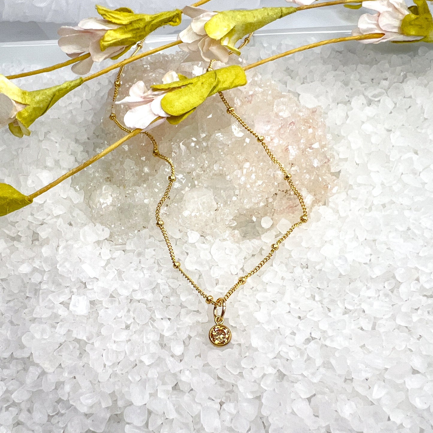 Gold filled birthstone charm necklace