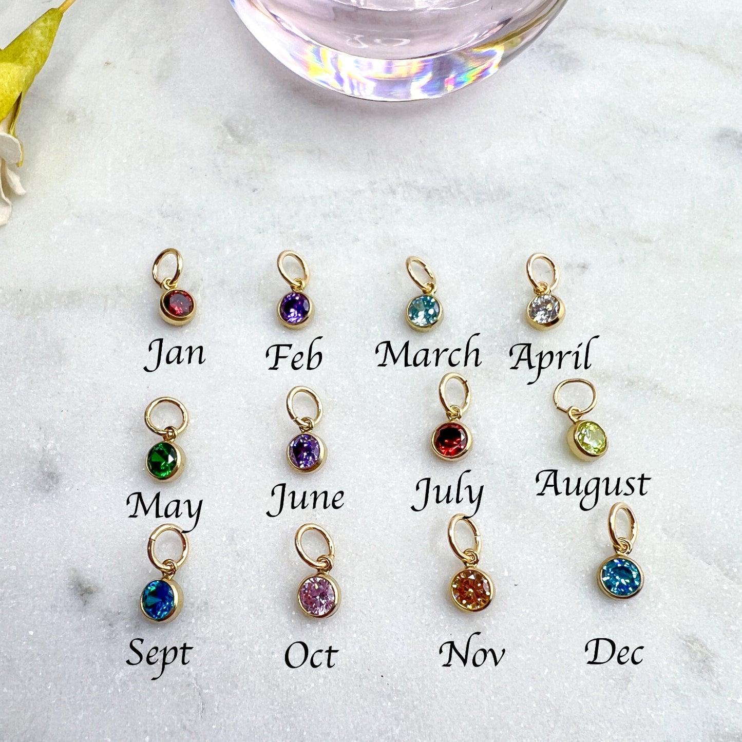 Gold filled birthstone charms