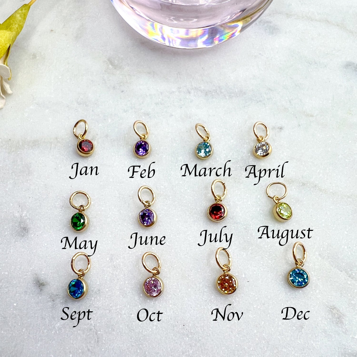 Gold filled birthstone charms