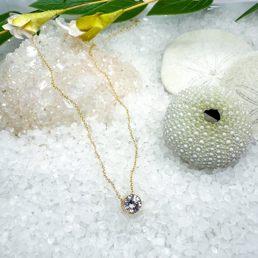 Gold-Filled CZ Solitaire Necklace