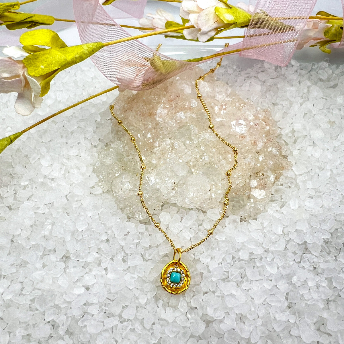 Turquoise Robin's Nest Charm Necklace