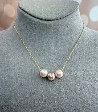 Triple Pearl Floating Necklace