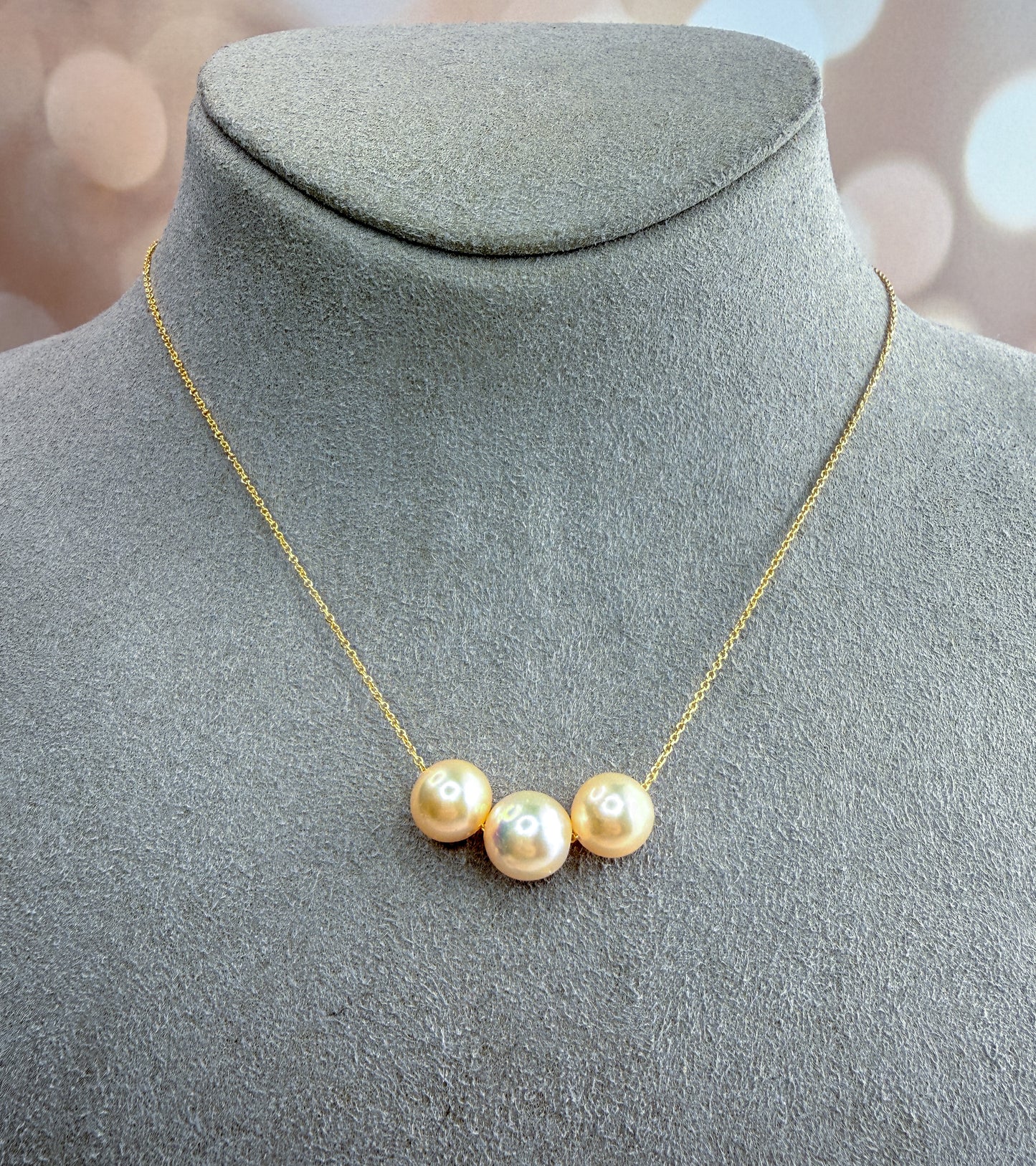 Triple Pearl Floating Necklace