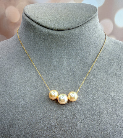 Triple Pearl Floating Necklace
