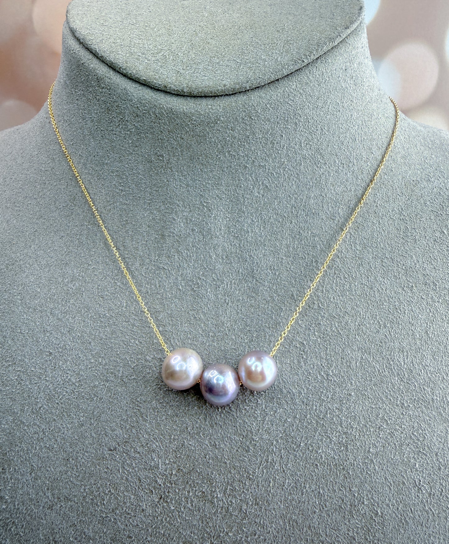 Triple Pearl Floating Necklace