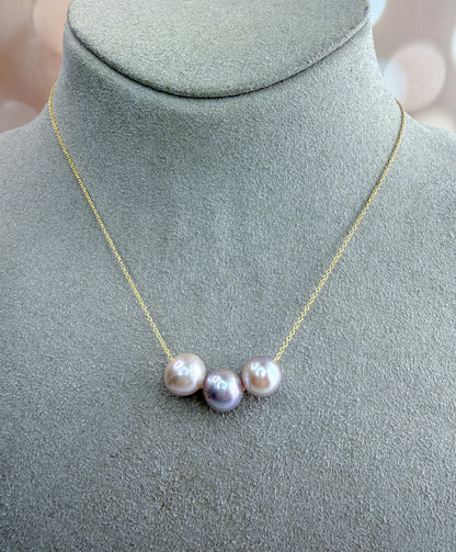 Triple Pearl Floating Necklace