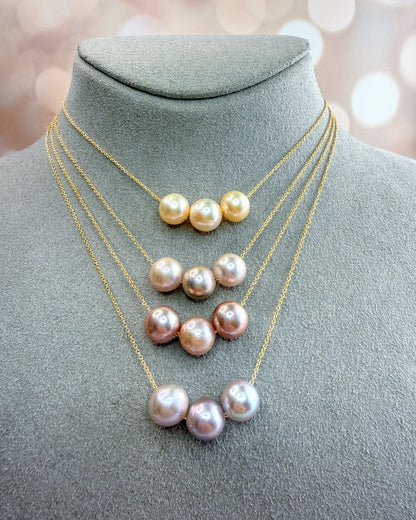 Freshwater Triple Pearl Floating necklace