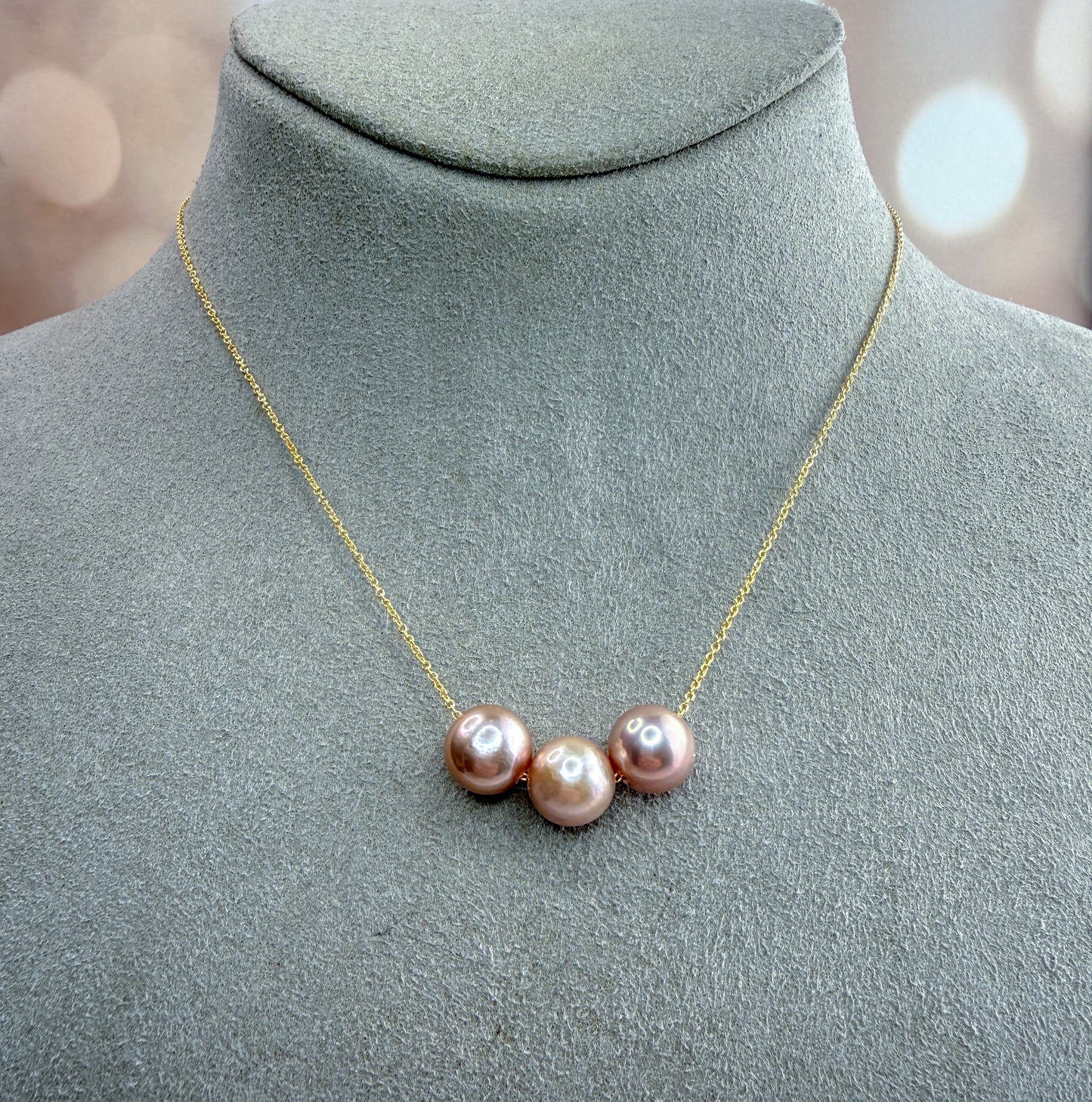 Triple Pearl Floating Necklace