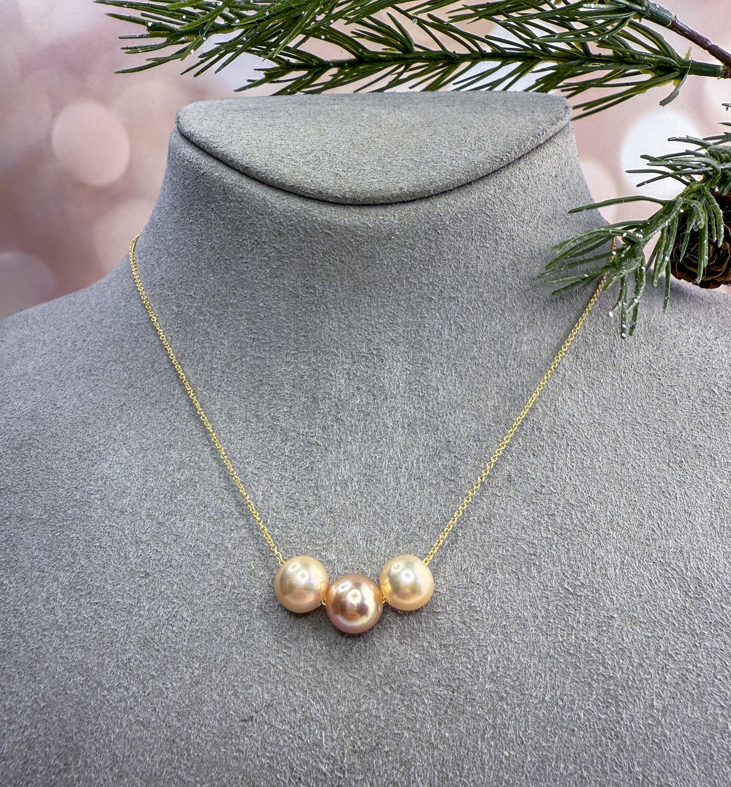 Edison Pearl Floating Trio Necklace