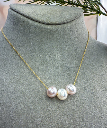 Edison Pearl Floating Trio Necklace