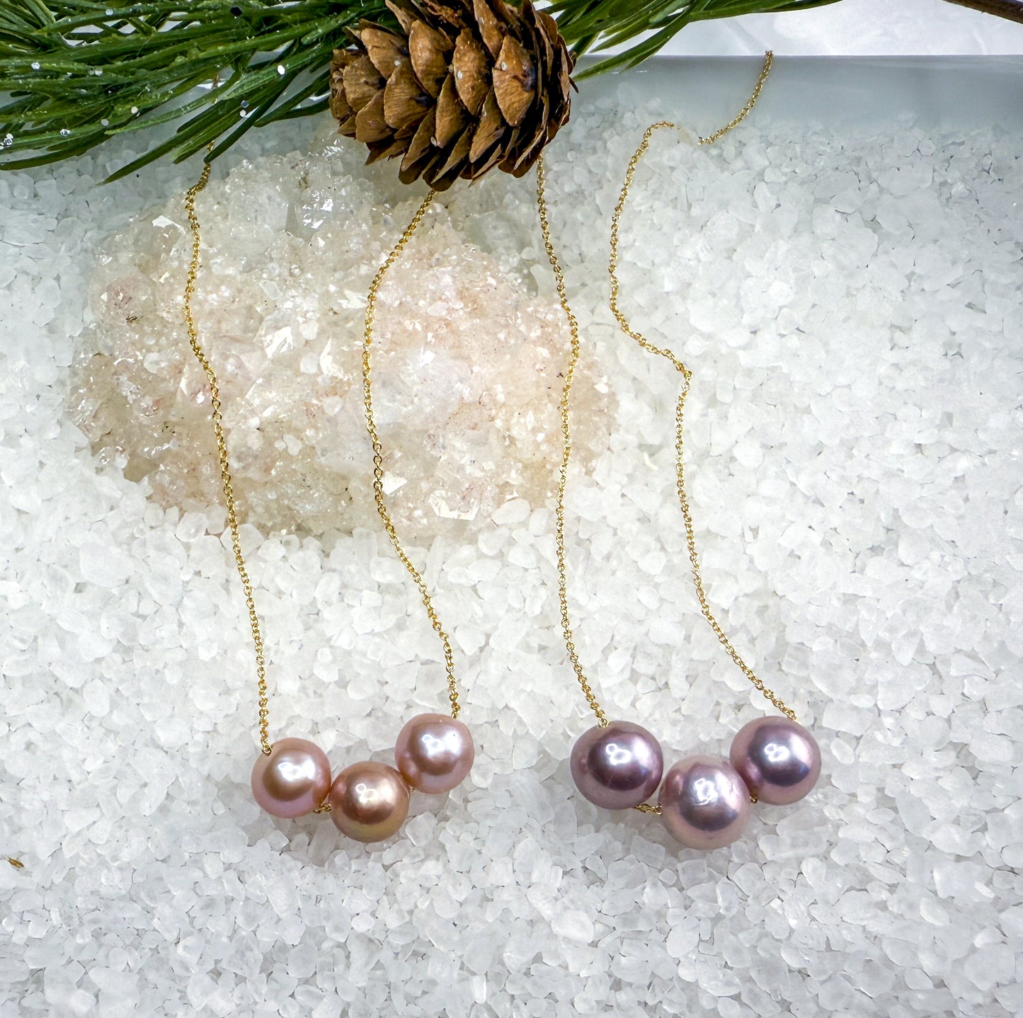 Edison Pearl Floating Trio Necklace