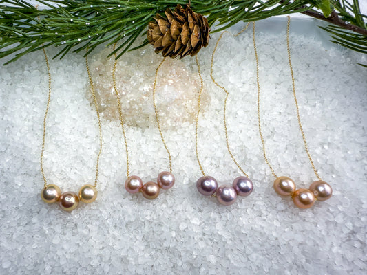 Edison Pearl Floating Trio Necklace