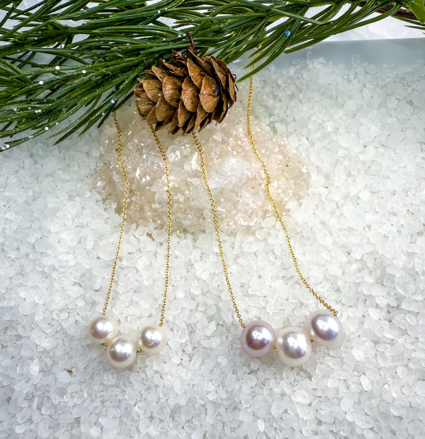 Edison Pearl Floating Trio Necklace