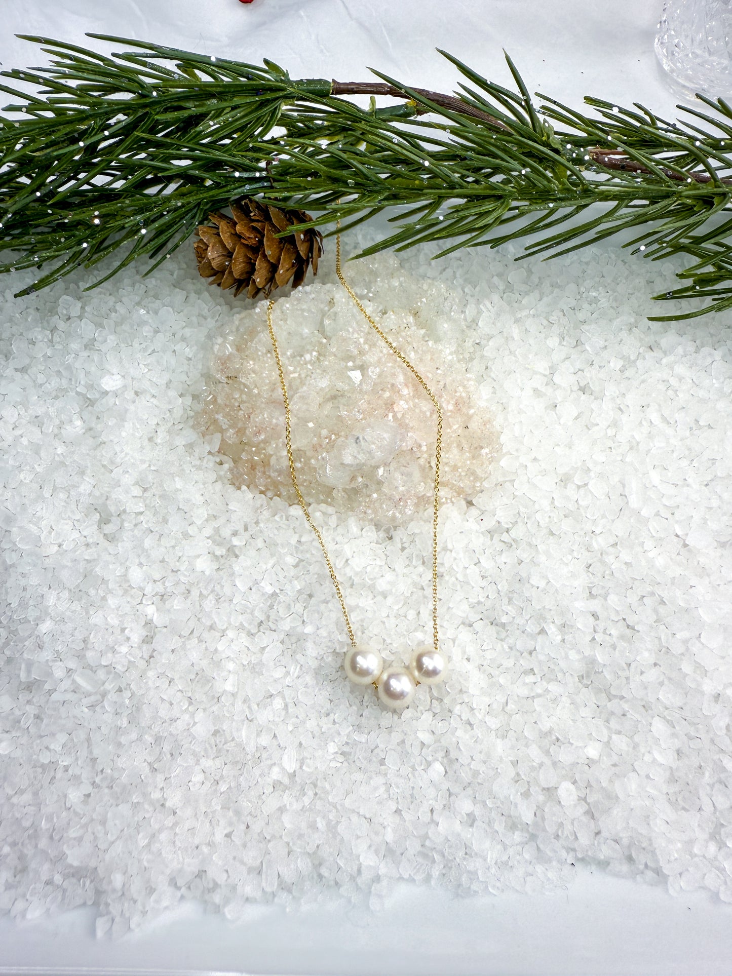 Edison Pearl Floating Trio Necklace