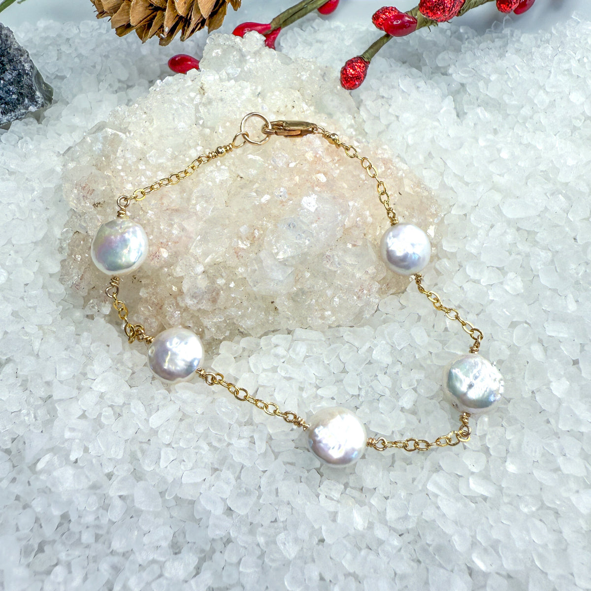 Coin Freshwater Pearl Bracelet