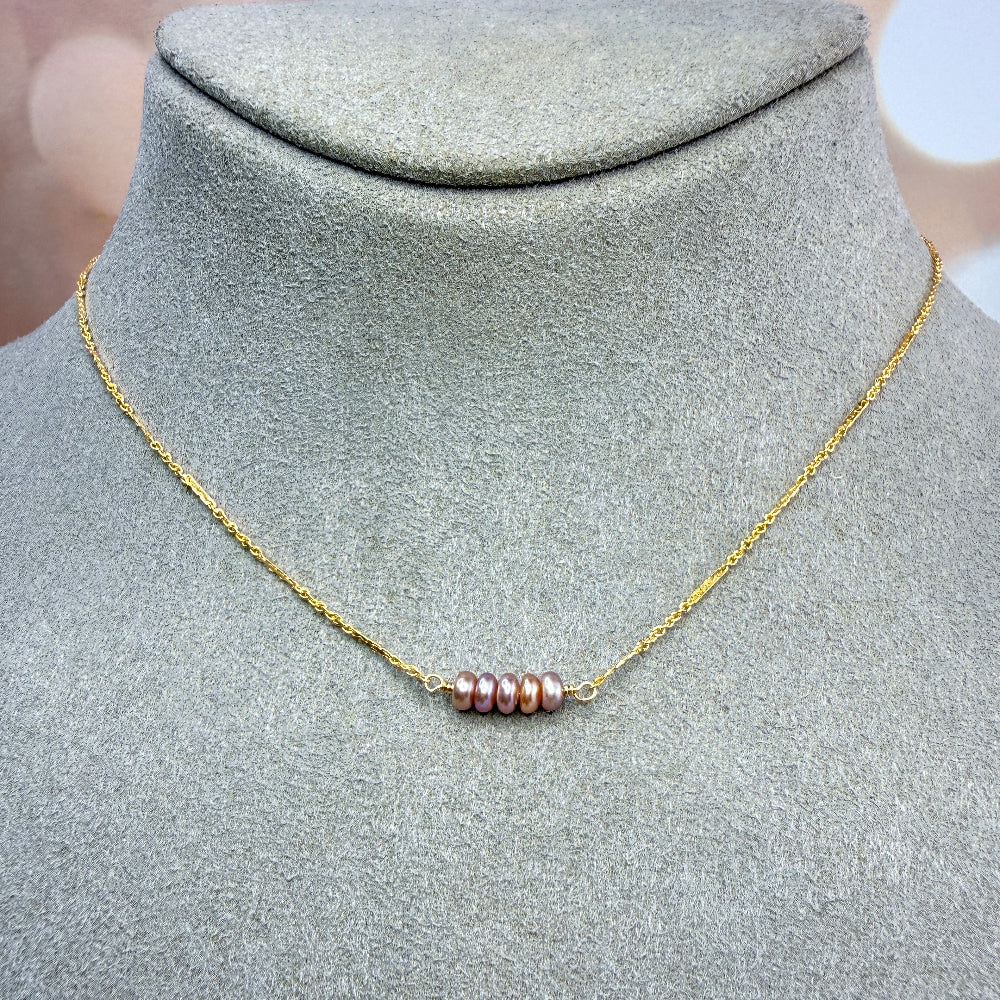 Pink Pearl bar necklace