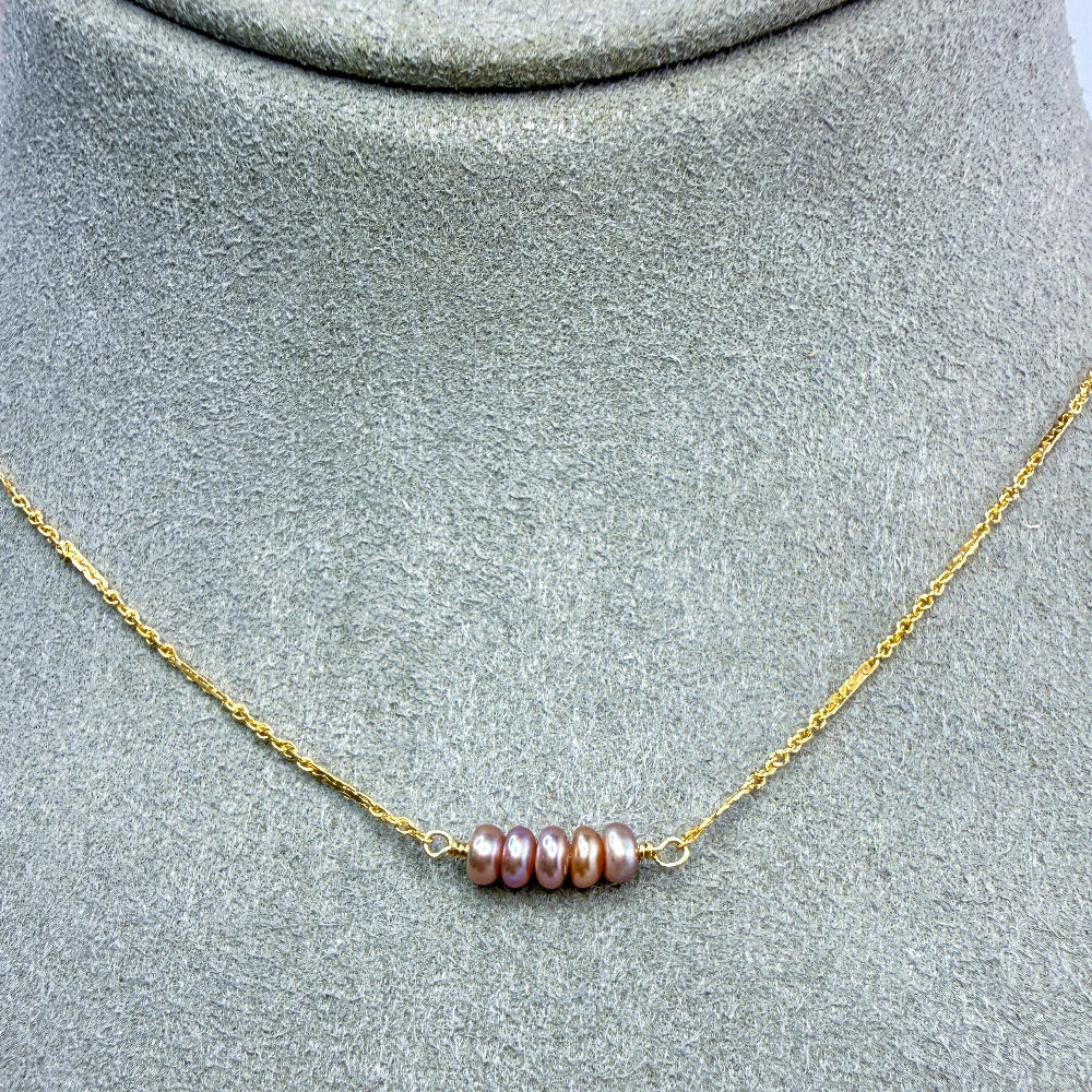Pink Pearl bar necklace