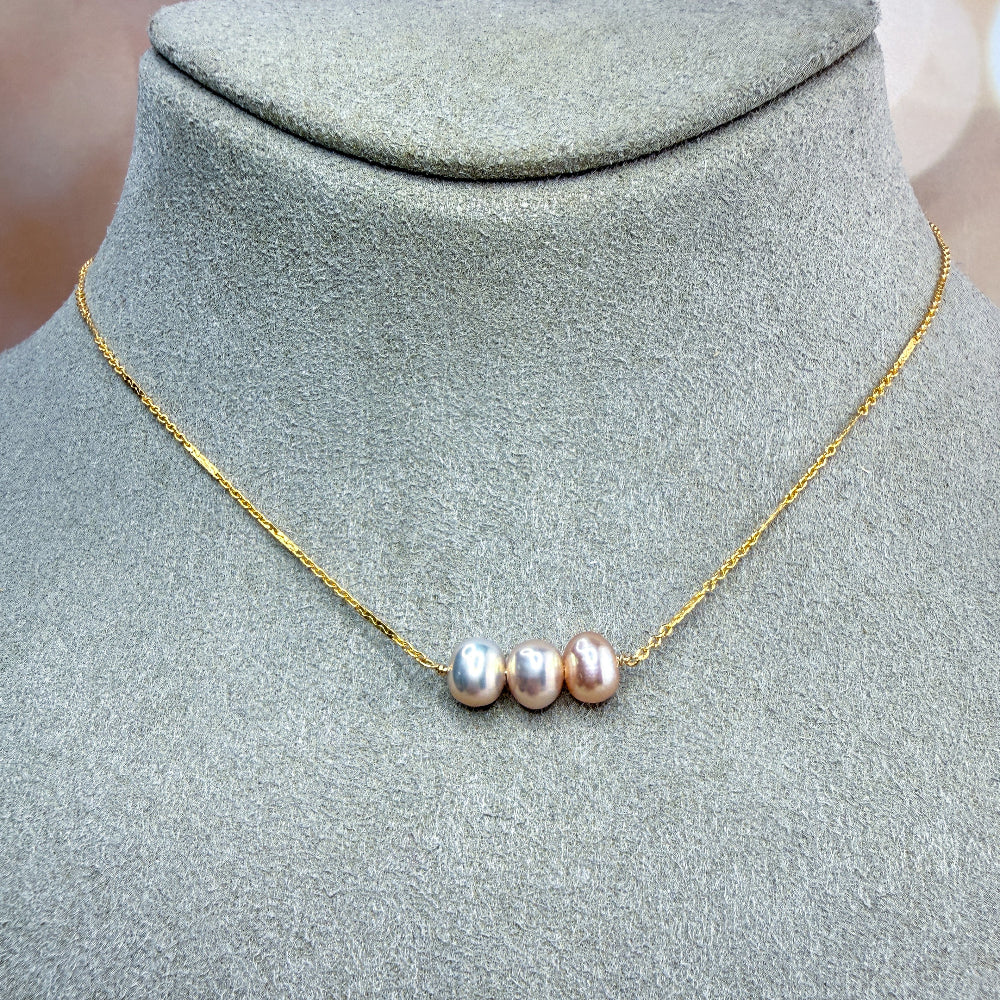 Pink Pearl bar necklace