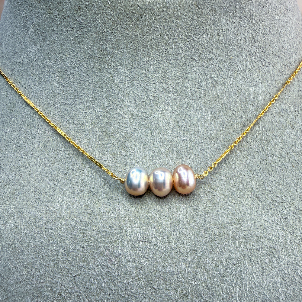 Pink Pearl bar necklace
