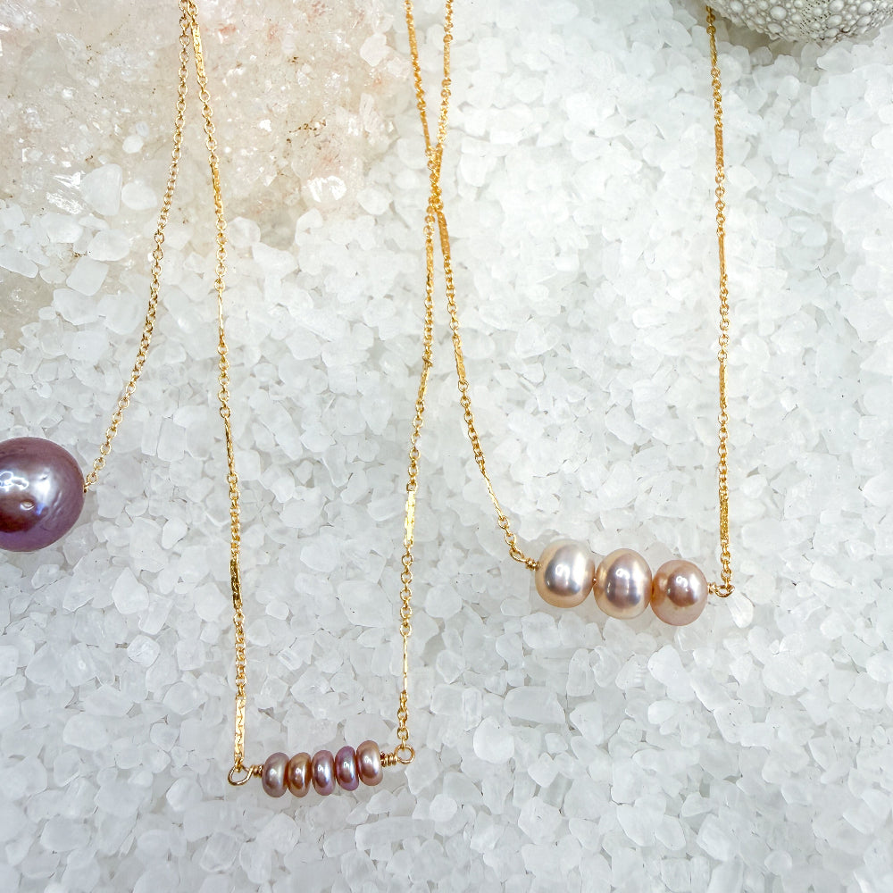 Pink Pearl bar necklaces