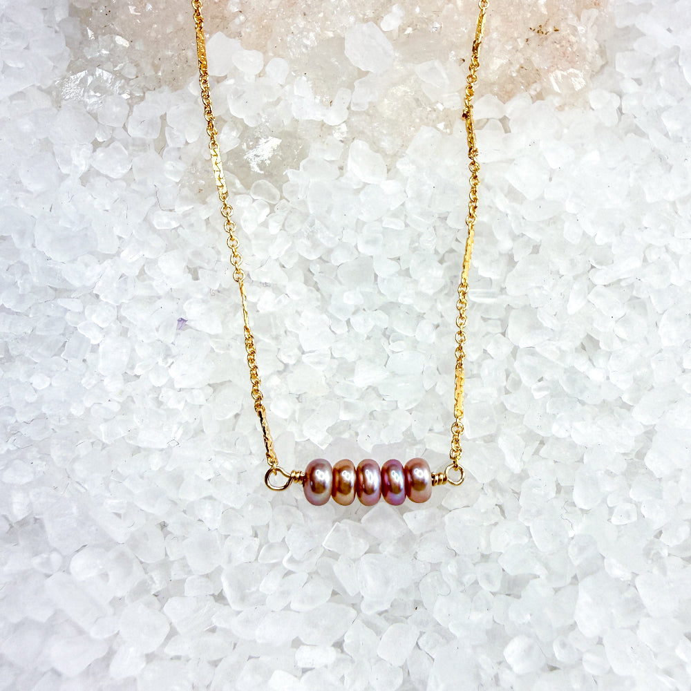 Pink Pearl bar necklace
