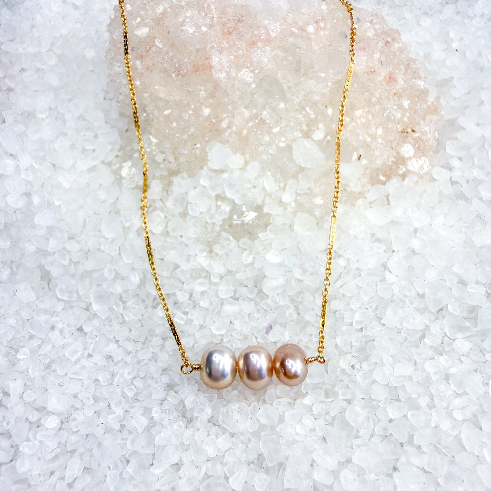 Pink Pearl bar necklace