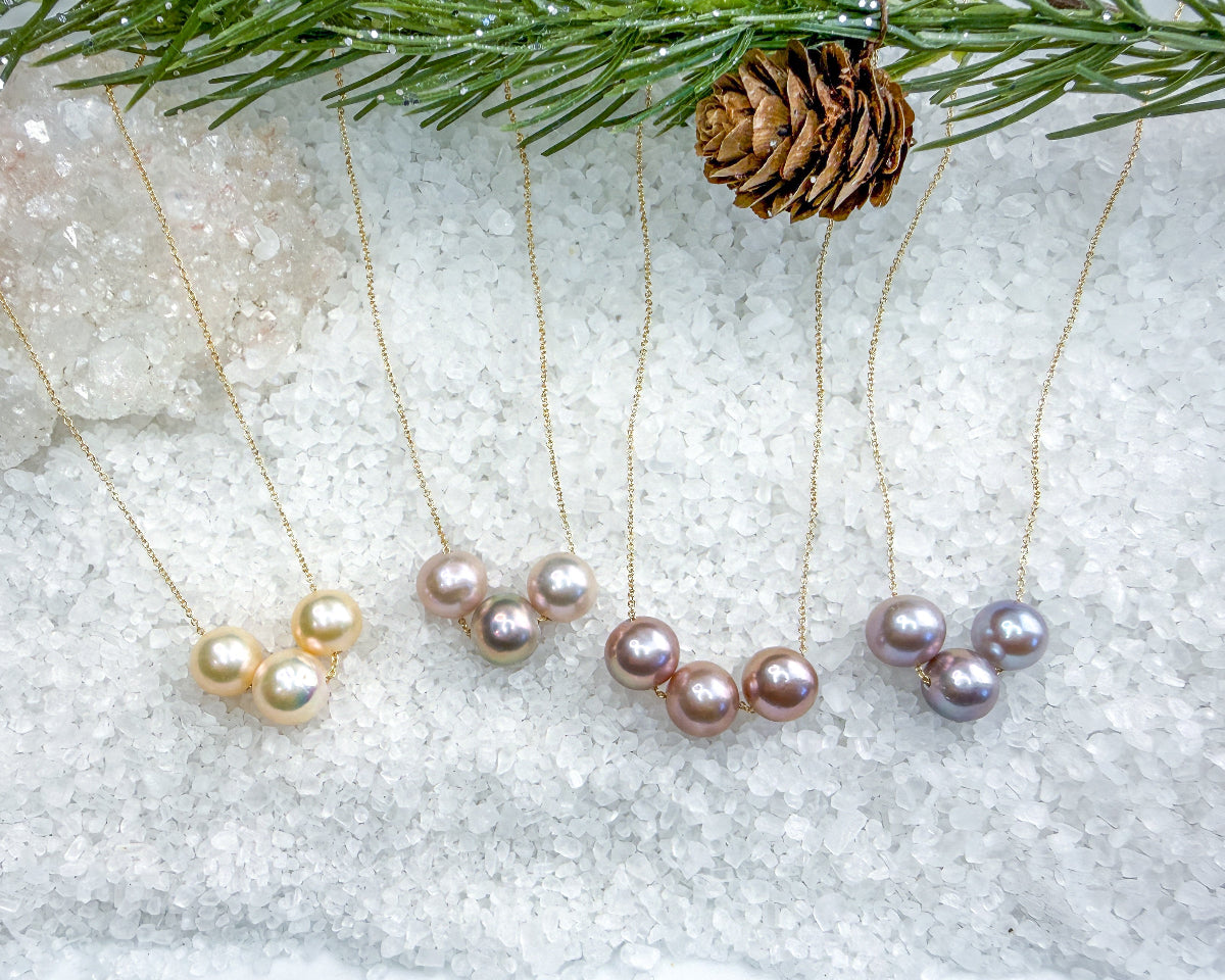 Freshwater Triple Pearl Floating necklace