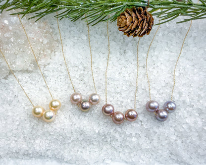 Freshwater Triple Pearl Floating necklace