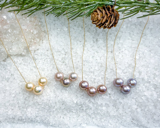 Freshwater Triple Pearl Floating necklace