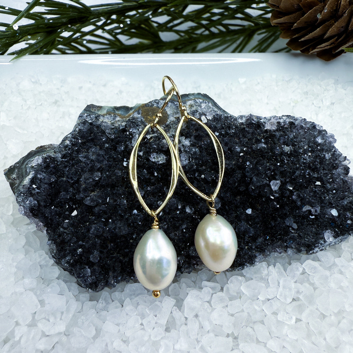 White Freshwater Pearl Earrings