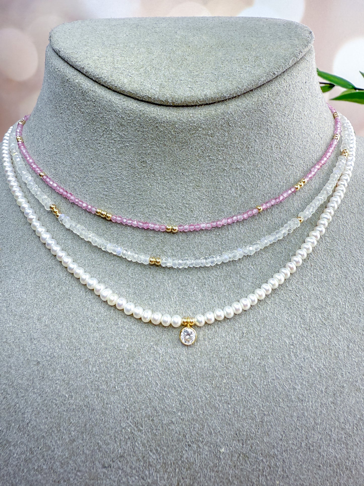 Pearl Necklace with CZ accent