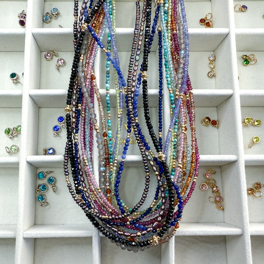 Gemstone Necklaces w/CZ charms