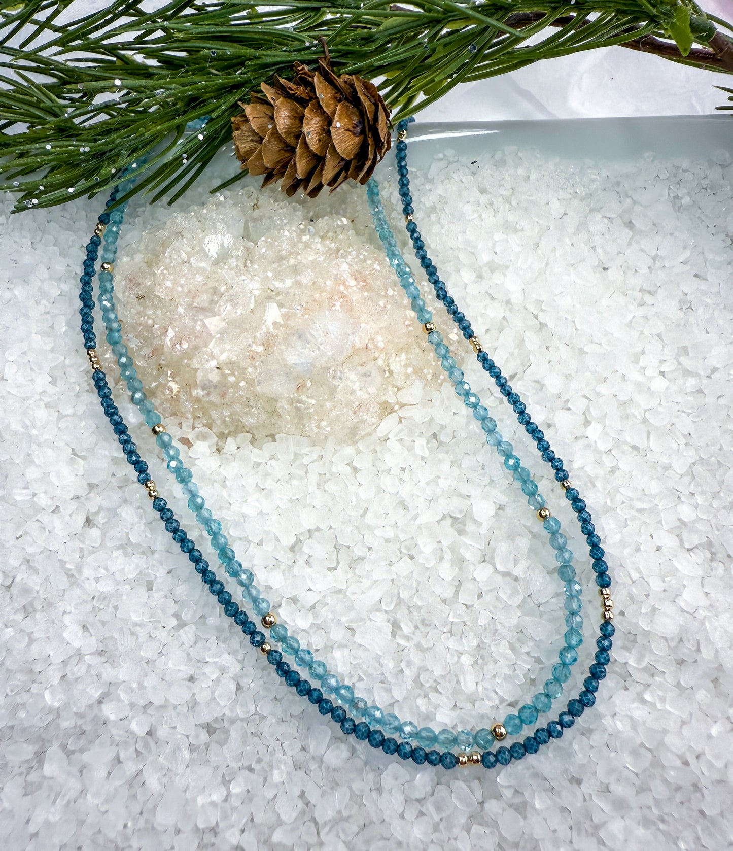 Dainty Gemstone Necklace with Gold Beads - Add Charms or Wear Alone