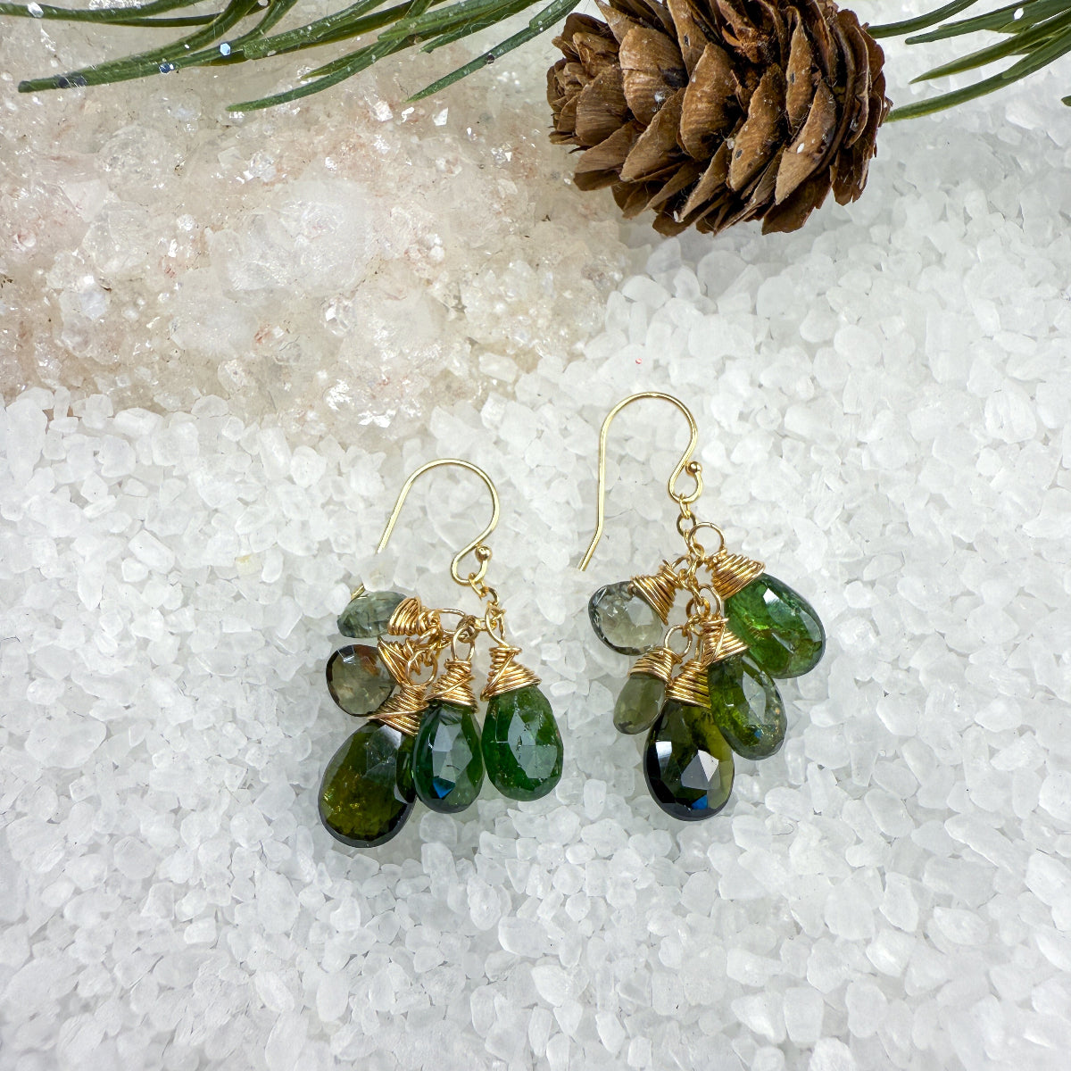 Green Tourmaline Waterfall Earrings