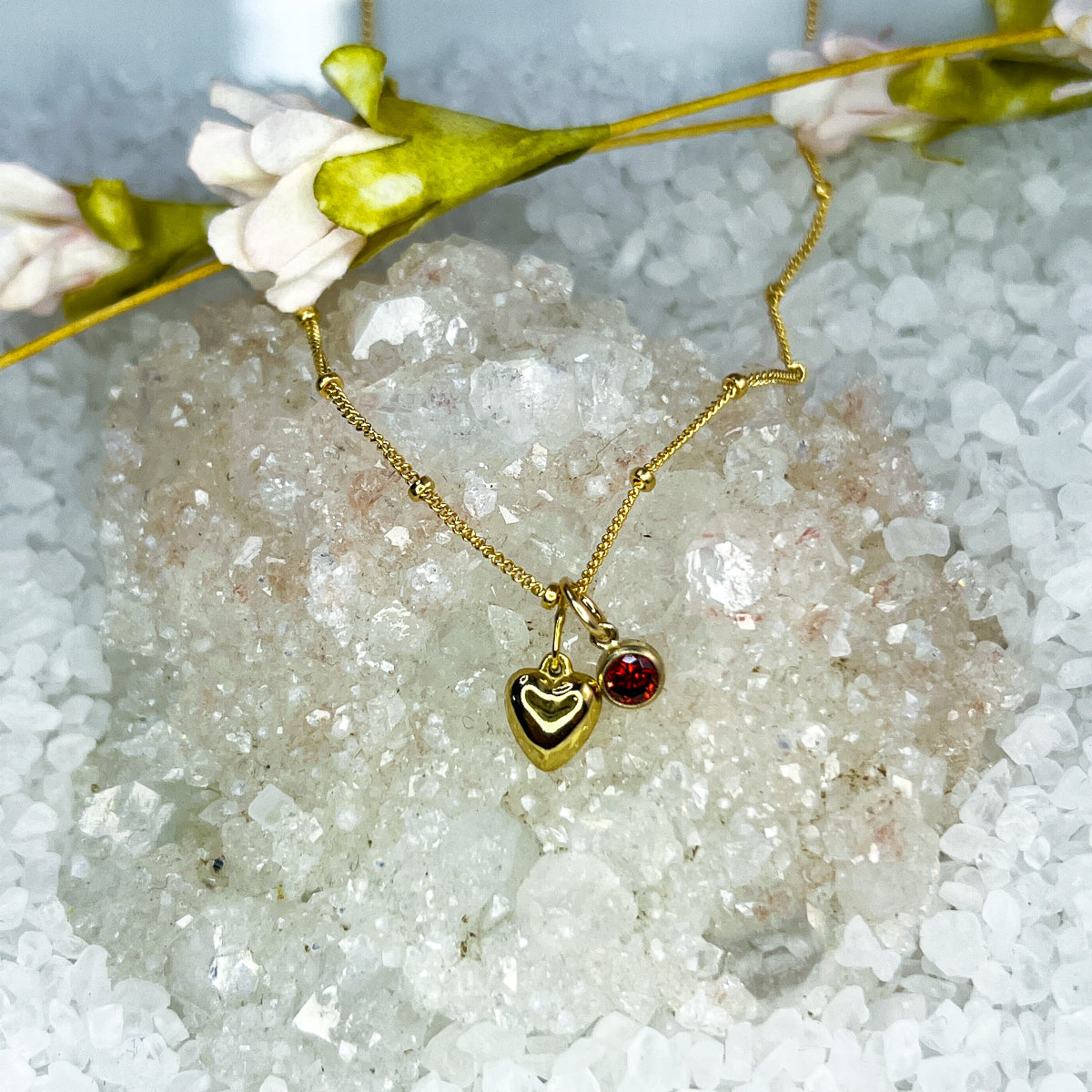 Heart Charm & Crystal Necklace