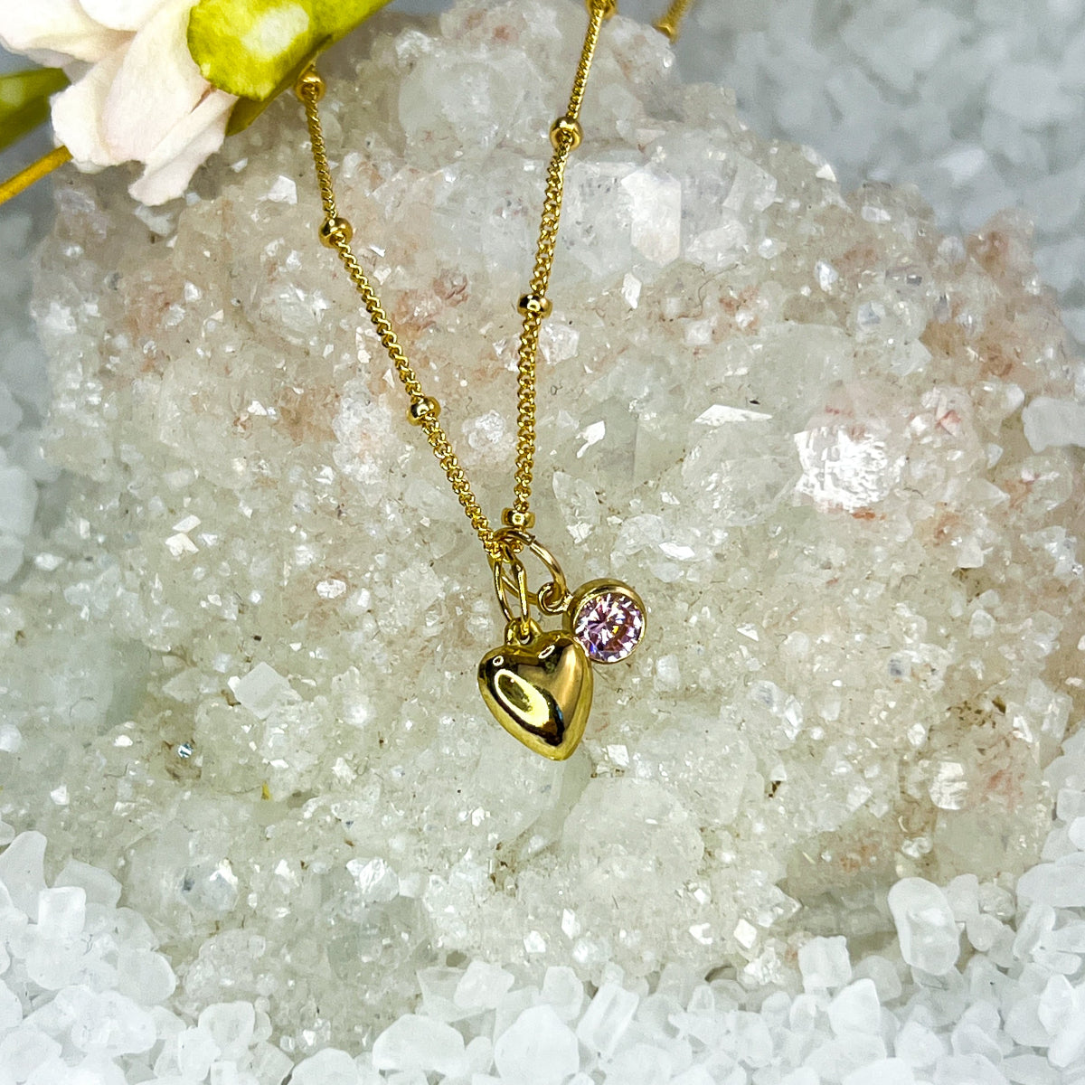 Heart Charm & Crystal Necklace