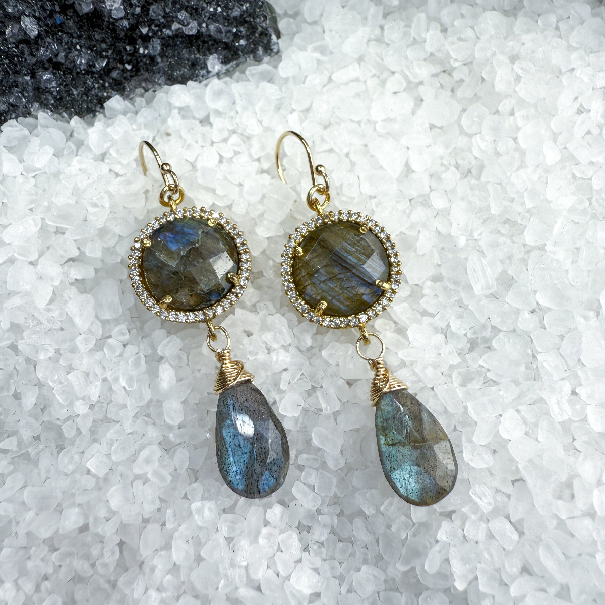 Labradorite & CZ  earrings