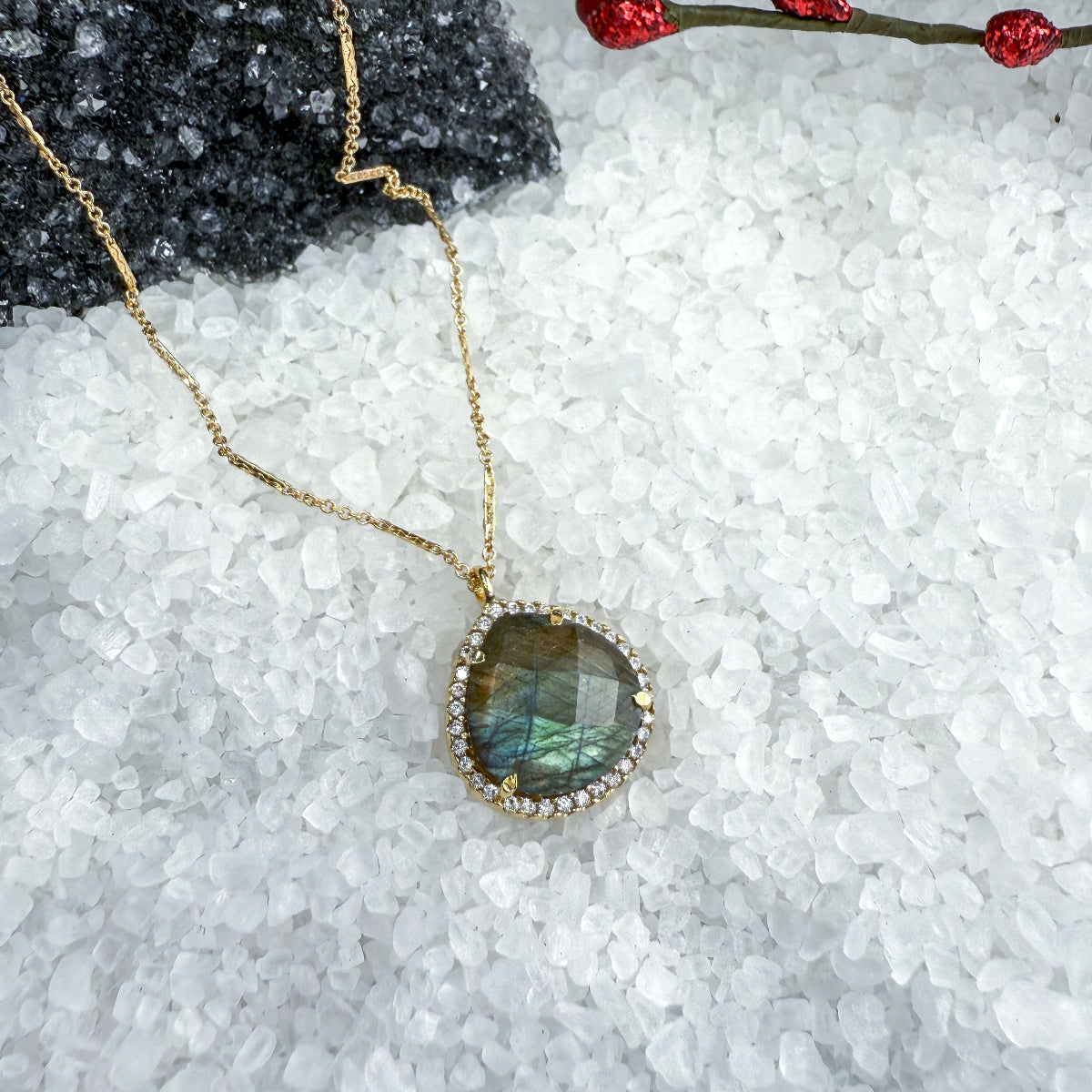 Labradorite & CZ necklace
