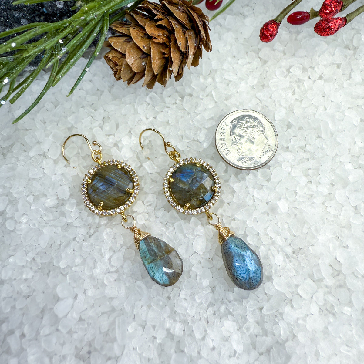 Labradorite & CZ earrings