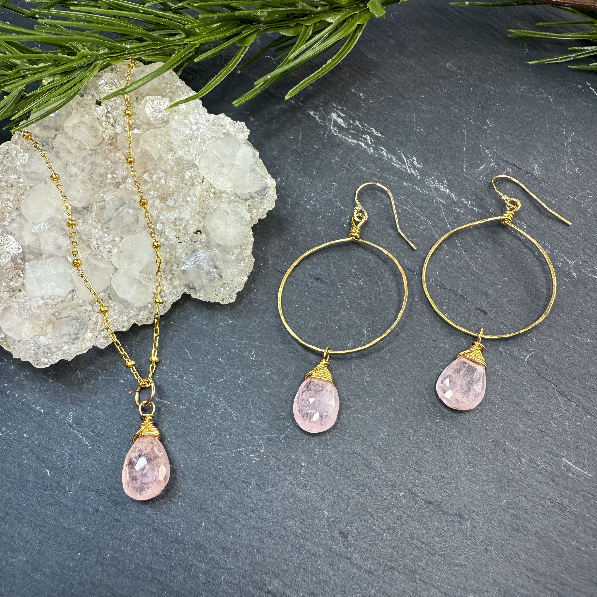 Morganite Necklace & Earring set